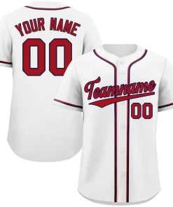 Custom White Red-Navy Classic Style Authentic Baseball Jersey