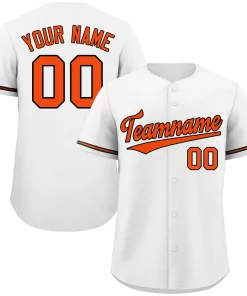 Custom White Orange-Black Classic Style Authentic Baseball Jersey