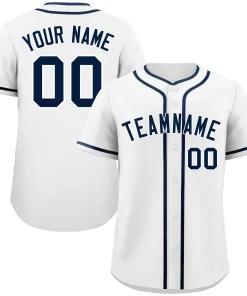 Custom White Navy Classic Style Authentic Baseball Jersey