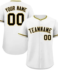 Custom White Black-Gold Classic Style Authentic Baseball Jersey