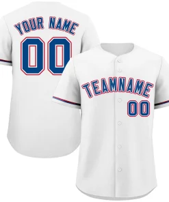 Custom White Royal-Red Classic Style Authentic Baseball Jersey