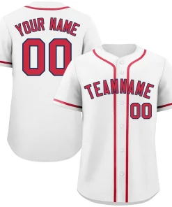 Custom White Red-Navy Classic Style Authentic Baseball Jersey