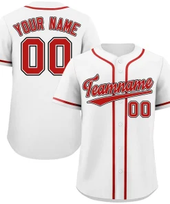 Custom White Red-Black Classic Style Authentic Baseball Jersey