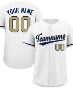 Custom White Royal-Old Gold Classic Style Authentic Baseball Jersey