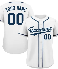 Custom White Navy-White Classic Style Authentic Baseball Jersey