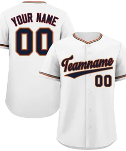 Custom White Navy-Old Gold Classic Style Authentic Baseball Jersey
