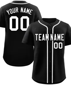 Custom Black White Classic Style Authentic Baseball Jersey