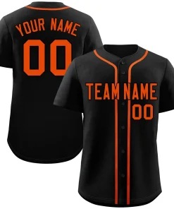 Custom Black Orange Classic Style Authentic Baseball Jersey