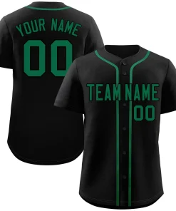 Custom Black Green Classic Style Authentic Baseball Jersey