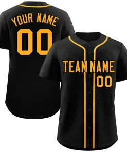 Custom Black Yellow Classic Style Authentic Baseball Jersey
