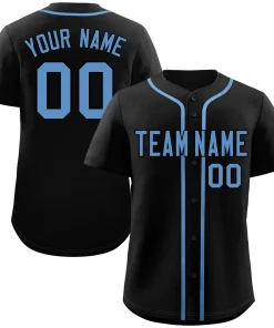 Custom Black Powder Blue Classic Style Authentic Baseball Jersey