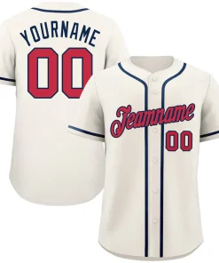 Custom Cream Red-Navy Classic Style Authentic Baseball Jersey