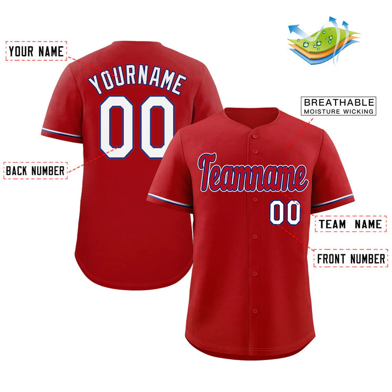 Custom Red Red-White Classic Style Authentic Baseball Jersey - Image 2