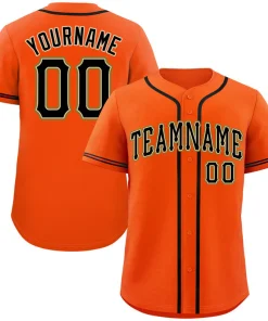 Custom Orange Black-Old Gold Classic Style Authentic Baseball Jersey