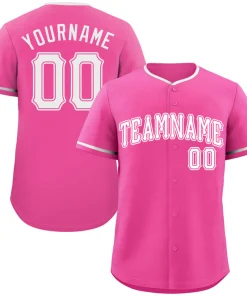 Custom Pink White-Pink Classic Style Authentic Baseball Jersey