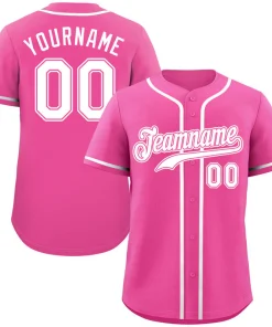 Custom Pink White-Pink Classic Style Authentic Baseball Jersey