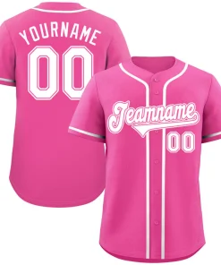 Custom Pink White-Pink Classic Style Authentic Baseball Jersey