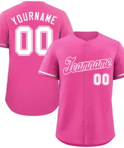 Custom Pink Pink-White Classic Style Authentic Baseball Jersey