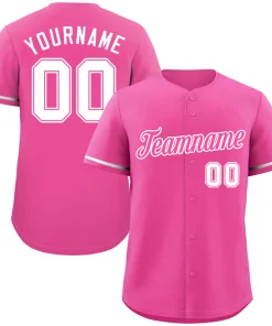 Custom Pink Pink-White Classic Style Authentic Baseball Jersey
