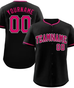 Custom Black Pink-White Classic Style Authentic Baseball Jersey