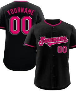 Custom Black Pink-White Classic Style Authentic Baseball Jersey