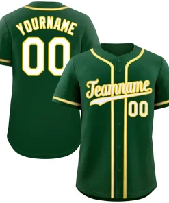 Custom Green White-Old Gold Classic Style Authentic Baseball Jersey