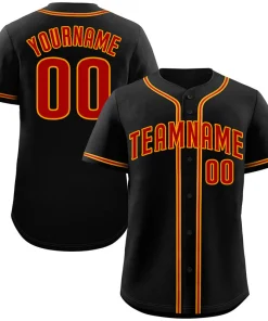 Custom Black Red-Yellow Classic Style Authentic Baseball Jersey