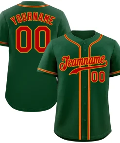 Custom Green Red-Yellow Classic Style Authentic Baseball Jersey