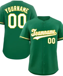Custom Kelly Green White-Gold Classic Style Authentic Baseball Jersey