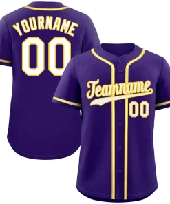 Custom Purple White-Yellow Classic Style Authentic Baseball Jersey