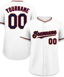 Custom White Navy-Old Gold Classic Style Authentic Baseball Jersey