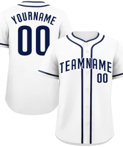Custom White Navy-White Classic Style Authentic Baseball Jersey