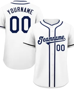 Custom White Navy-White Classic Style Authentic Baseball Jersey