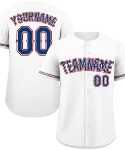 Custom White Royal-Red Classic Style Authentic Baseball Jersey