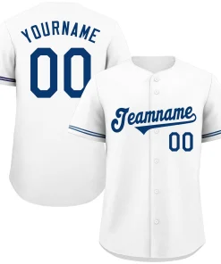 Custom White Royal Classic Style Authentic Baseball Jersey
