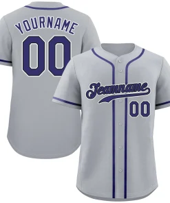 Custom Gray Purple-White Classic Style Authentic Baseball Jersey