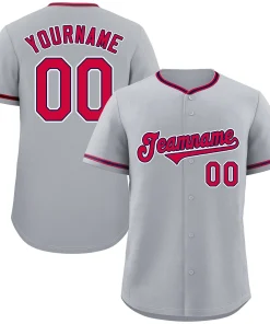 Custom Gray Red-White Classic Style Authentic Baseball Jersey