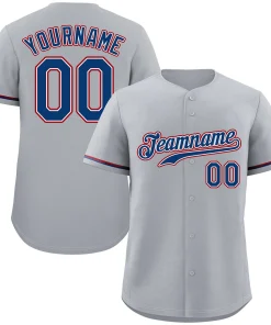 Custom Gray Royal-Red Classic Style Authentic Baseball Jersey