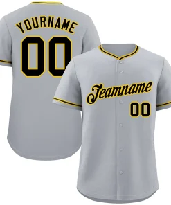 Custom Gray Black-Gold Classic Style Authentic Baseball Jersey