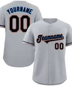 Custom Gray Powder Blue-Orange Classic Style Authentic Baseball Jersey