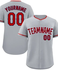 Custom Gray Red-White Classic Style Authentic Baseball Jersey