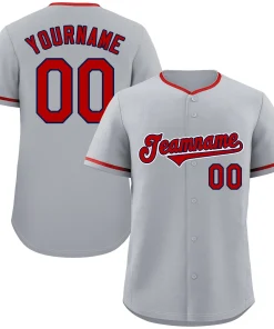 Custom Gray Red-White Classic Style Authentic Baseball Jersey