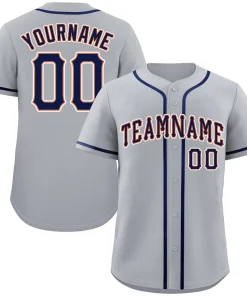 Custom Gray Navy-White Classic Style Authentic Baseball Jersey