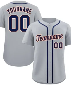 Custom Gray Navy-White Classic Style Authentic Baseball Jersey