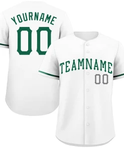 Custom White Kelly Green-Gray Classic Style Authentic Baseball Jersey