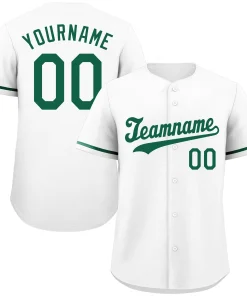 Custom White Kelly Green Classic Style Authentic Baseball Jersey