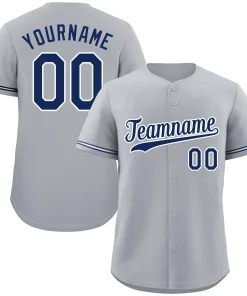 Custom Gray Royal-White Classic Style Authentic Baseball Jersey