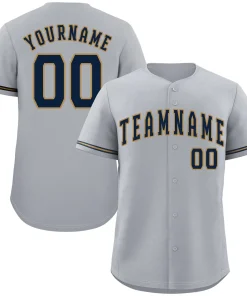 Custom Gray Navy-Old Gold Classic Style Authentic Baseball Jersey