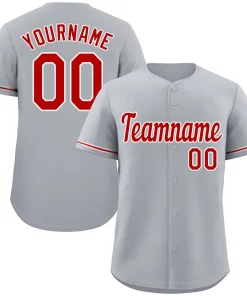 Custom Gray Red-White Classic Style Authentic Baseball Jersey