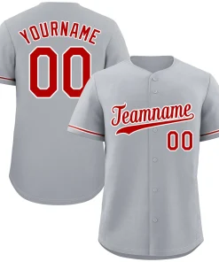 Custom Gray Red-White Classic Style Authentic Baseball Jersey